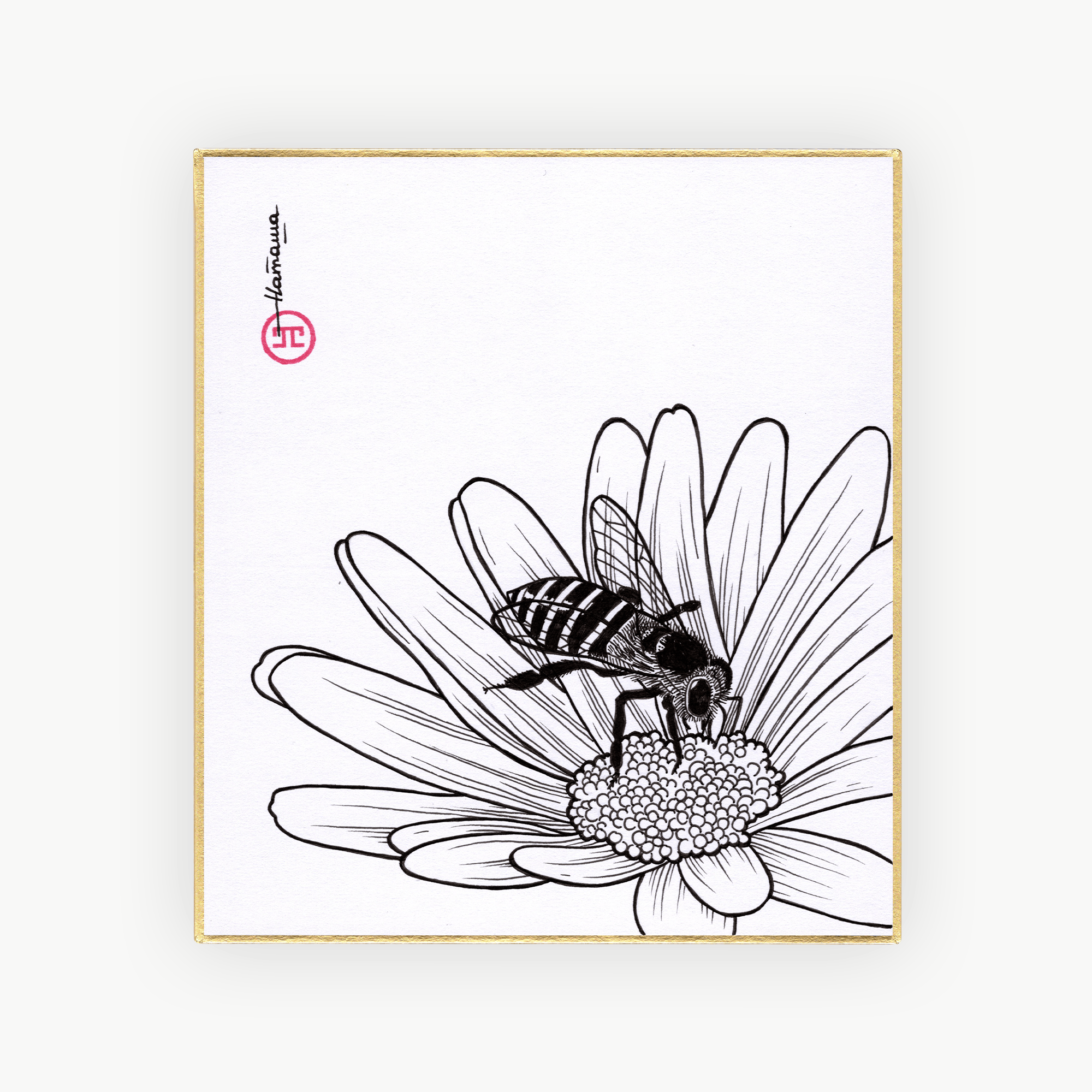 Shikishi Sunshōan Abeille sur une Fleur par L'Œuvre au Noir