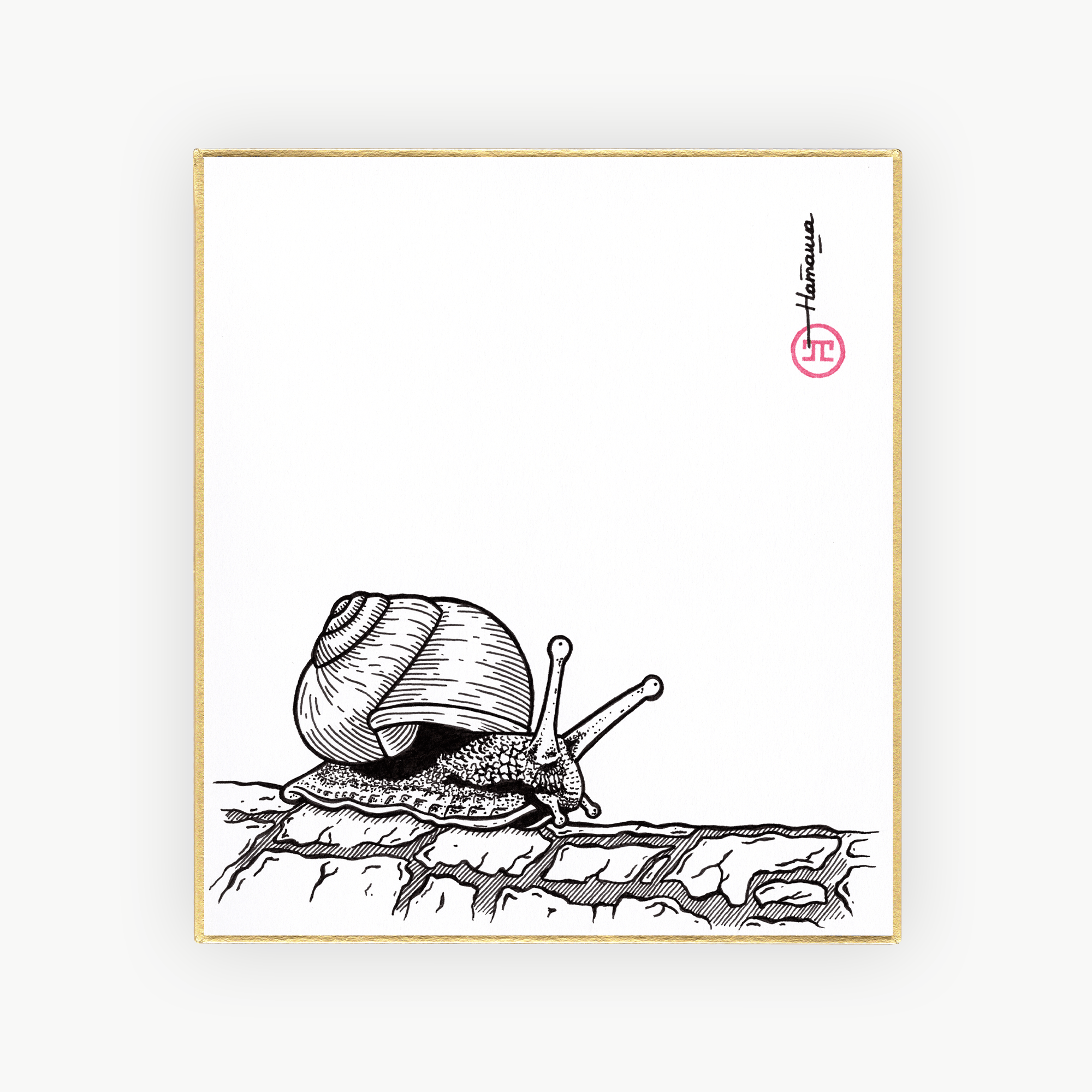 Shikishi Sunshōan Snail on a Log by L'Œuvre au Noir