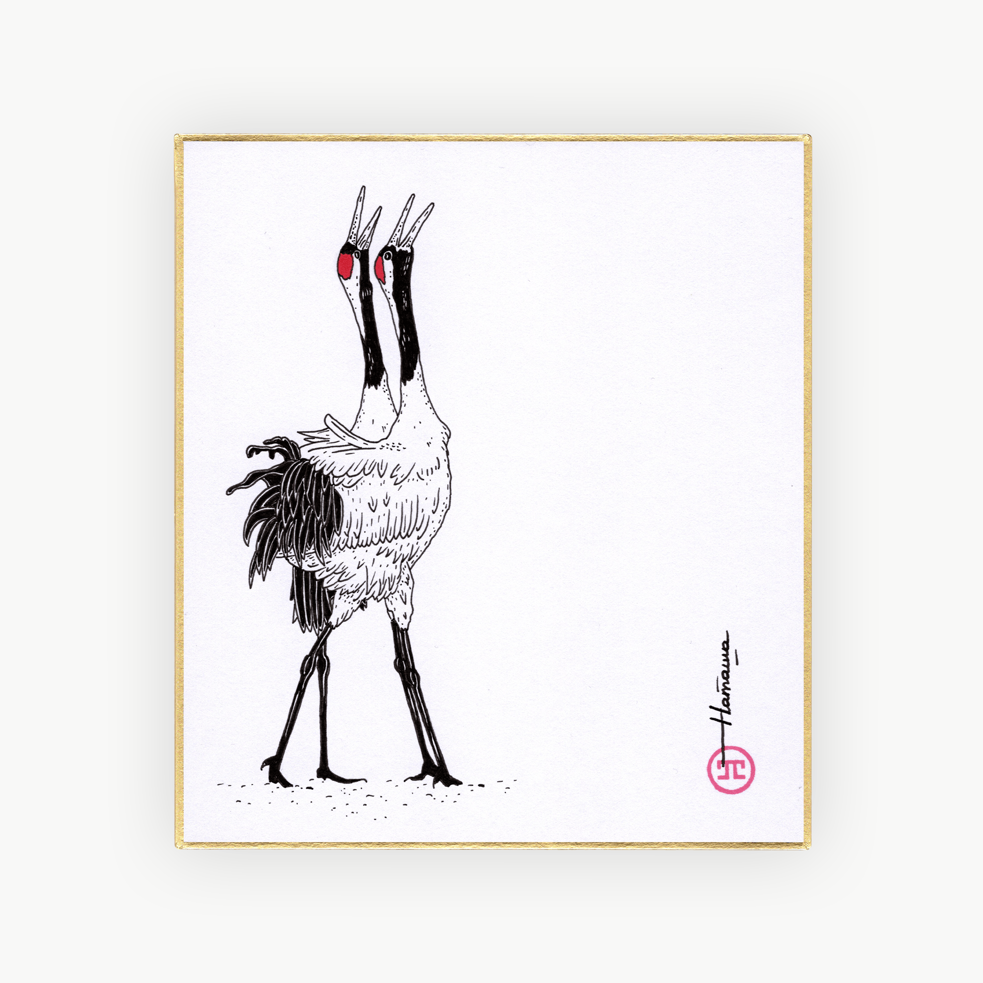 Shikishi Sunshōan Grues du Japon par L'Œuvre au Noir
